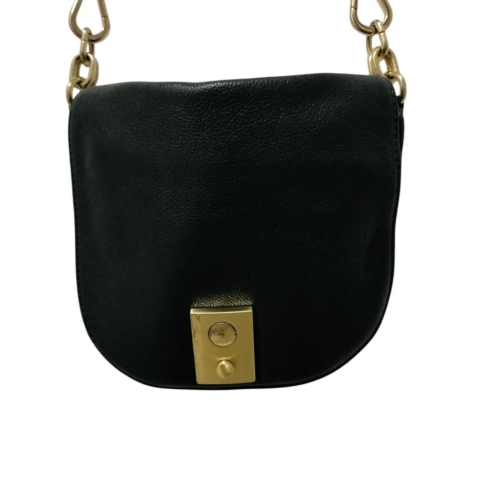 J.Crew Black Leather Saddle CrossBody Bag